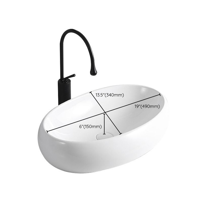 BowLift | Modern Vessel Sink Porcelain Rectangular Vessel Sink (Not Including Faucet)