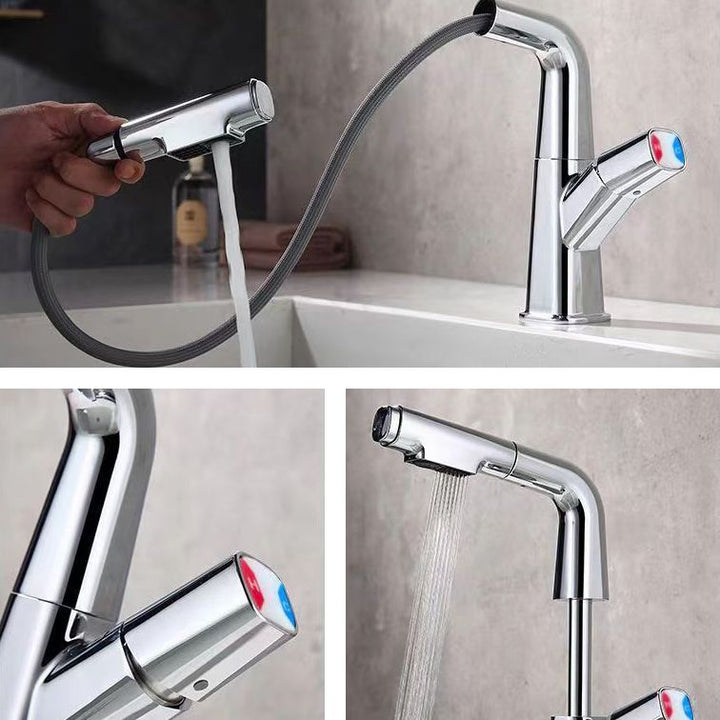 BowLift | Brass Contemporary Sink Faucet Pull-Out Round Bathroom Faucet