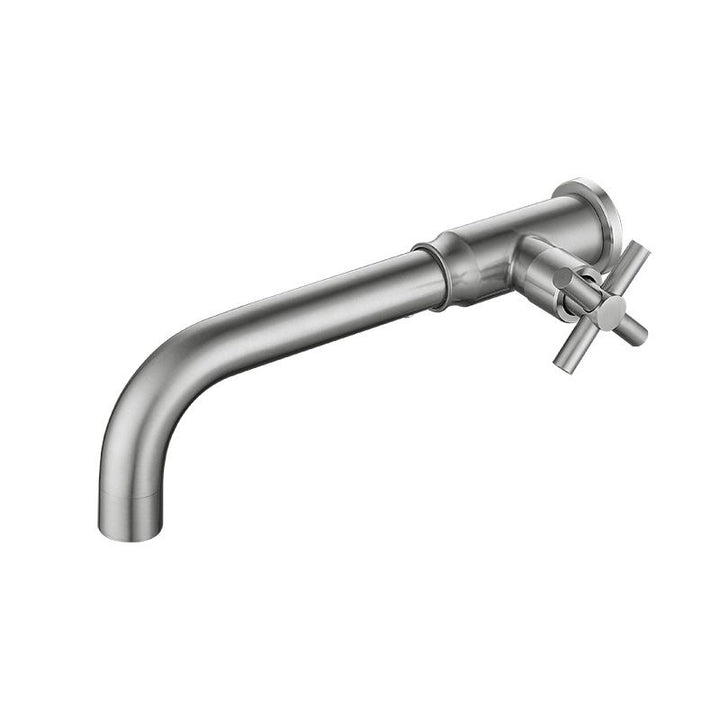 BowLift | Contemporary Vessel Water Faucet Stainless Steel Cross Handles Wall Mounted Bathroom Faucet