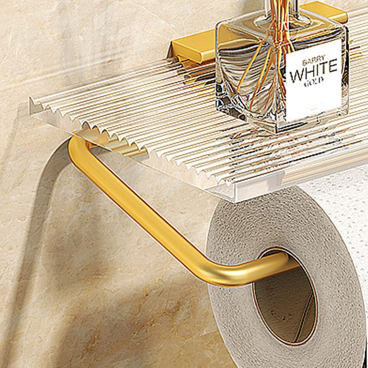BowLift | Modern Bathroom Hardware Set Towel Rack Bathroom Shelf Gray/Gold Bathroom Hardware Set