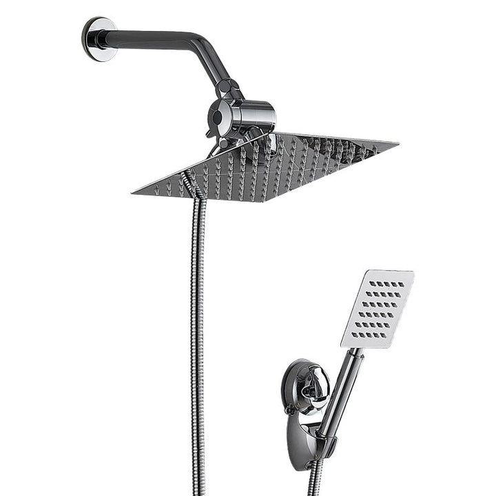 BowLift | Silver Square Double Shower Head Modern Water Filtration Wall Mounted Shower Head