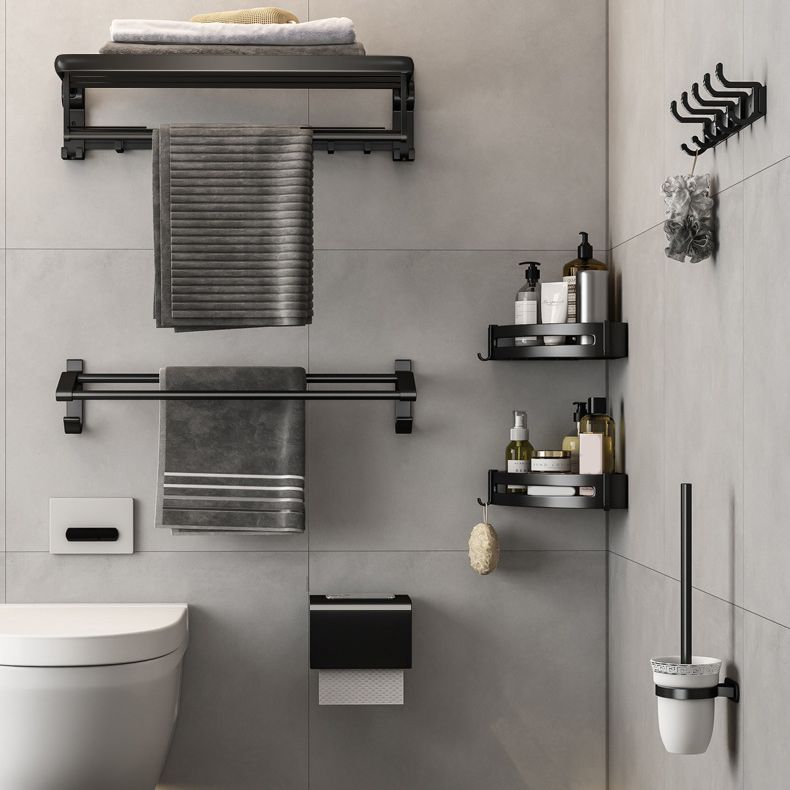 BowLift | Contemporary Bathroom Accessory Set Matte Black Bathroom Set with Bathrobe Hooks/Towel Bar