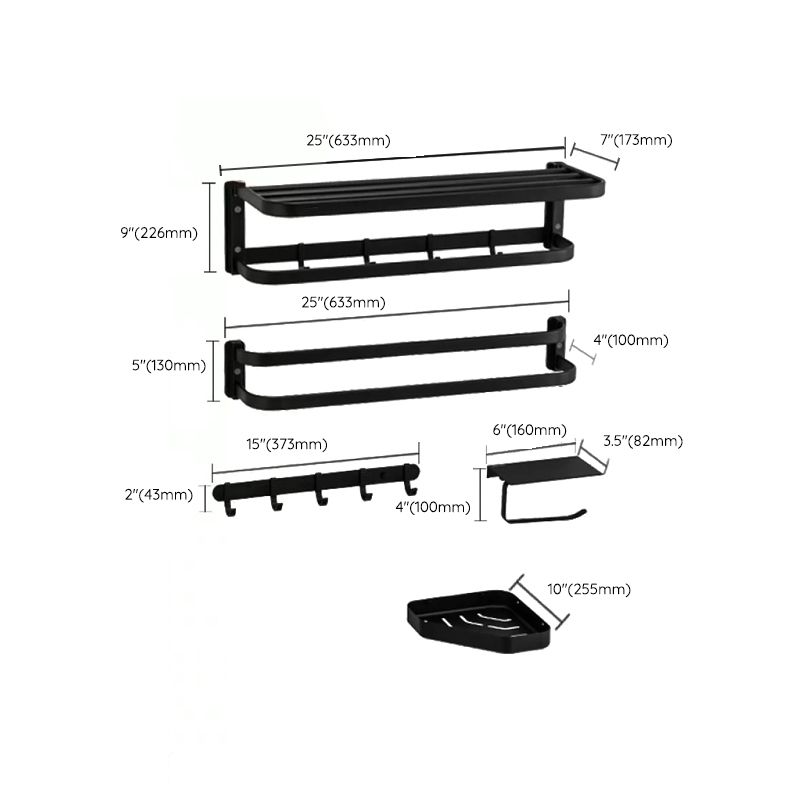BowLift | Modern black bathroom accessories set towel holder bathroom shelf bathroom faucet set