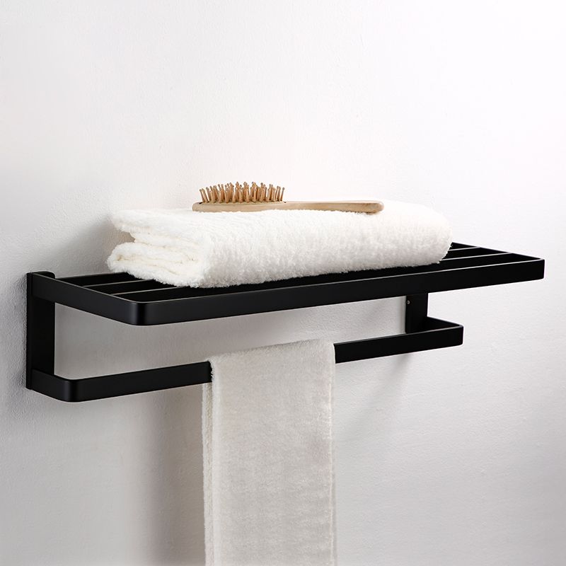 BowLift | Black Bathroom Accessories Hardware Set with Towel Bar and Bathroom Shelf