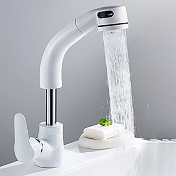 BowLift | Vessel Sink Bathroom Faucet with Swiveling Spout Single Lever Faucet with Pull-Out Spray