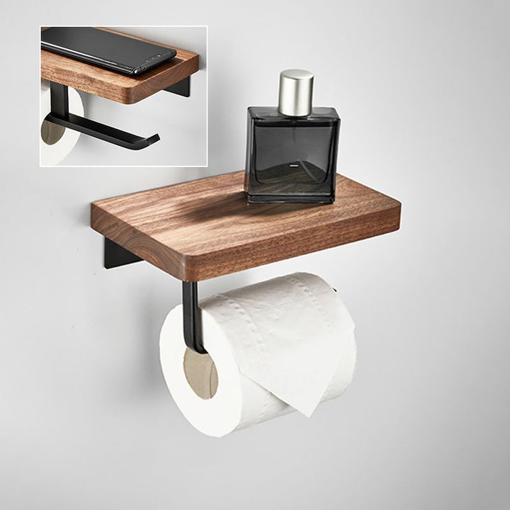 BowLift | Walnut Bathroom Set Black Metal Bathroom Accessories Hardware Set