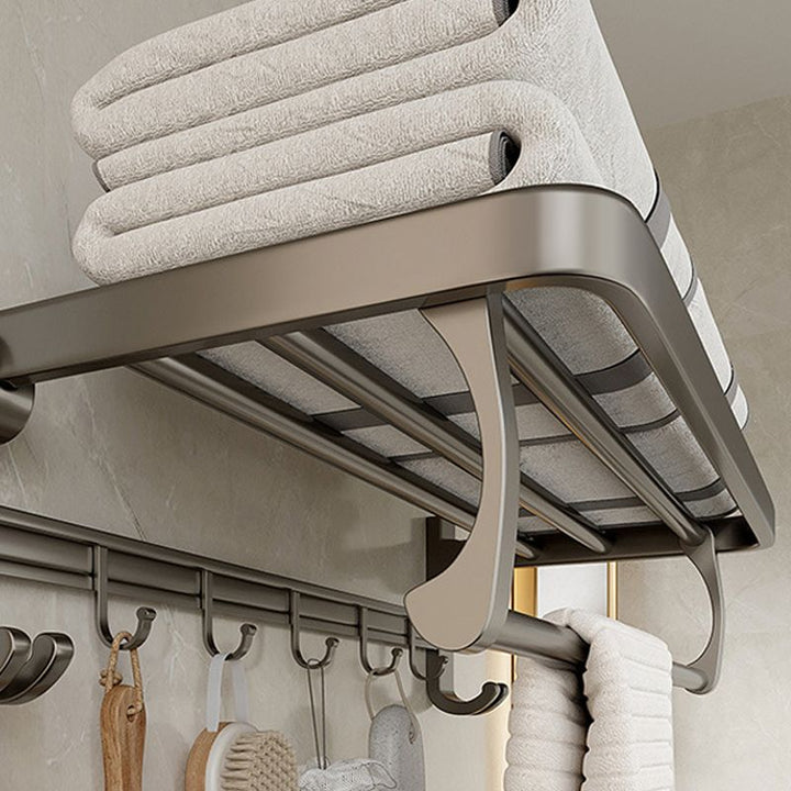 BowLift | Modern Bathroom Accessories Set in Gray with Bathroom Shelf/Towel Holder/Robe Hooks & Paper Holder