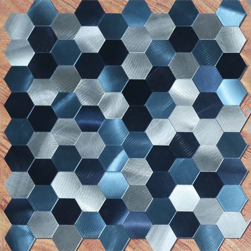 BowLift | Hexagonal Mosaic Tiles Metal Peel and Stick Tiles for Kitchen and Bathroom, 11.8" x 11.8"