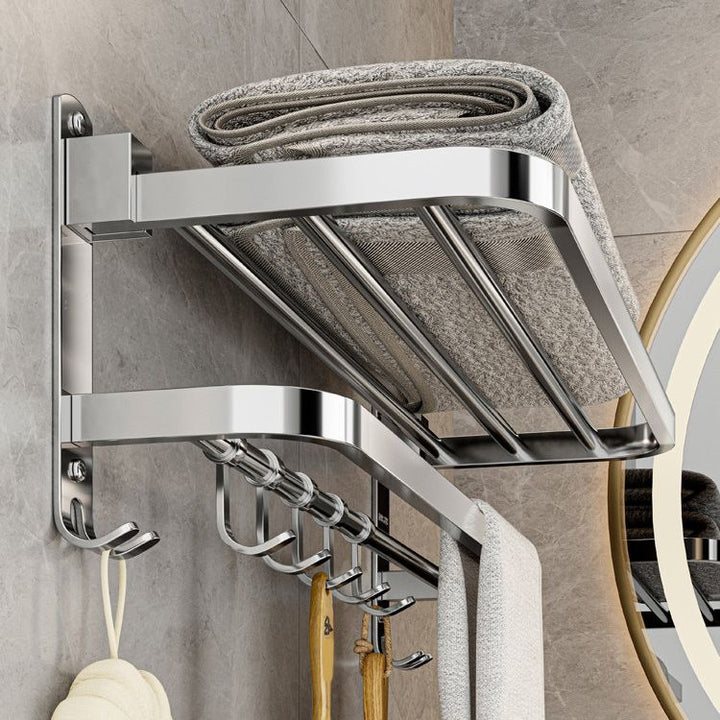BowLift | Modern Bathroom Accessory Set Made of Chrome-Plated Stainless Steel with Bathrobe Hook/Towel Bar
