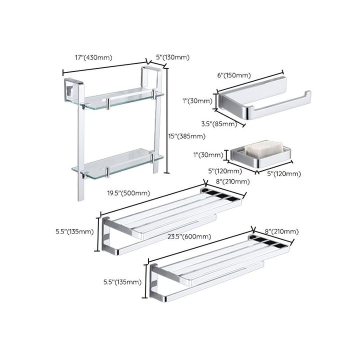BowLift | Polished Chrome Bathroom Accessory Set Modern Brass Bathroom Accessory Kit