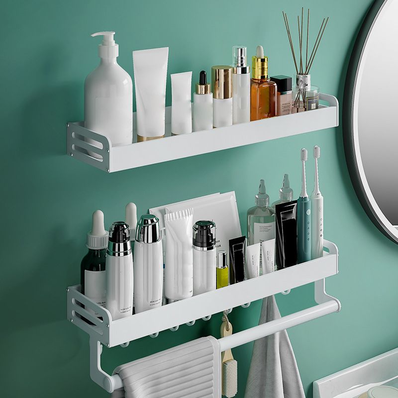 BowLift | 2-piece modern bathroom accessory set White rectangular bath shelf