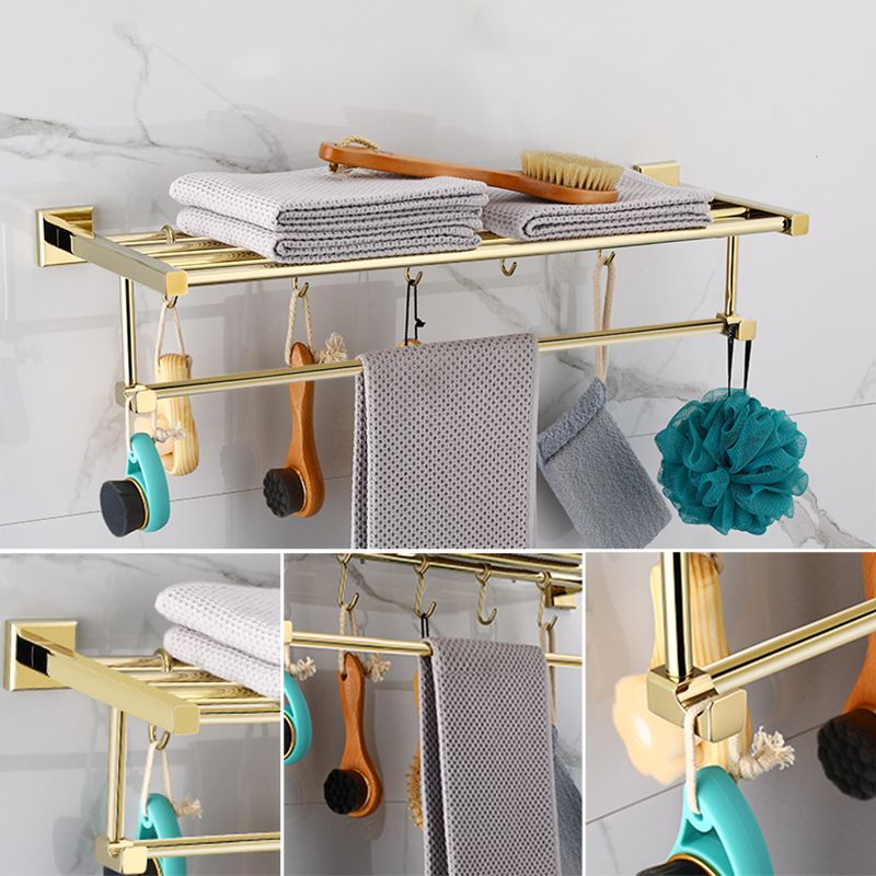 BowLift | Gold Modern Bathroom Set, Polished Gold, 4 Pieces, Towel Holder, Paper Holder