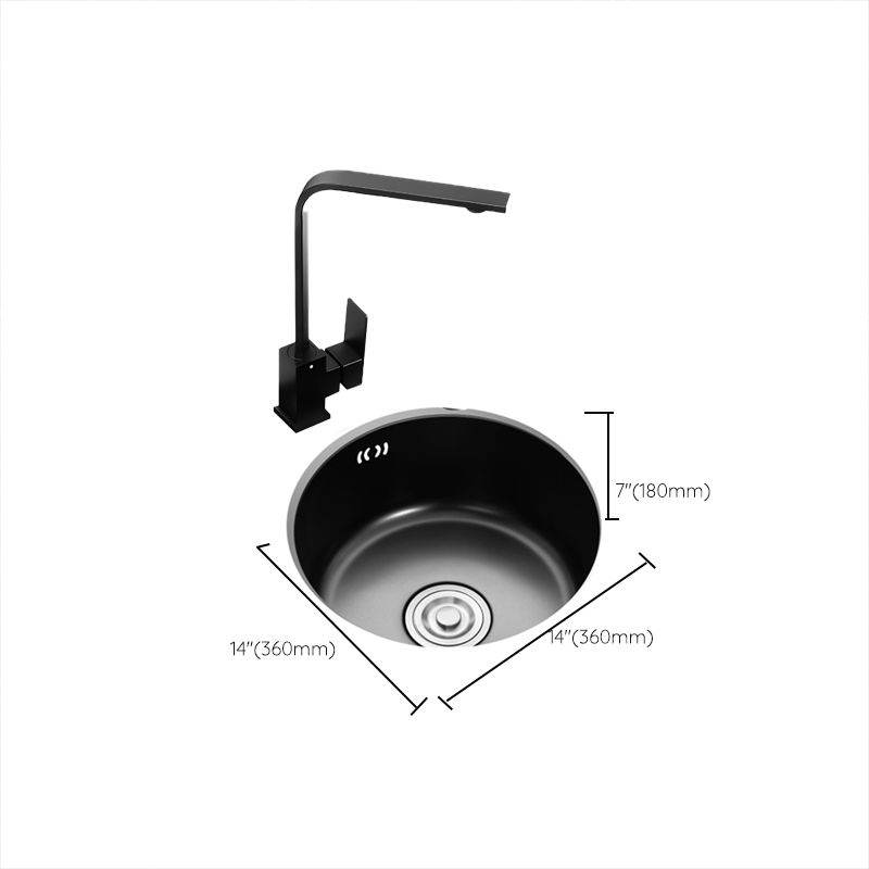 BowLift | Single Bowl Kitchen Sink Round Stainless Steel Sink with Drain Strainer Kits