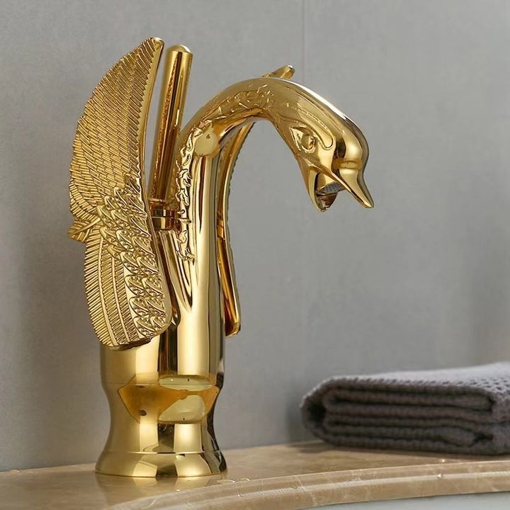 BowLift | Full brass bathroom sink faucet hot and cold water single handle sink faucet