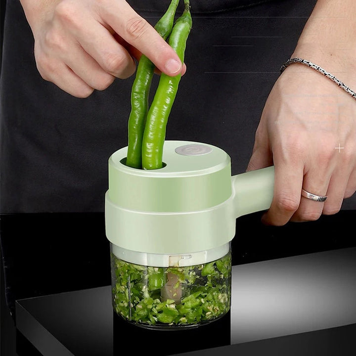 SnijGemak 4-in-1 Electric Vegetable Slicer – Rechargeable & With Collection Bin | Bowlift