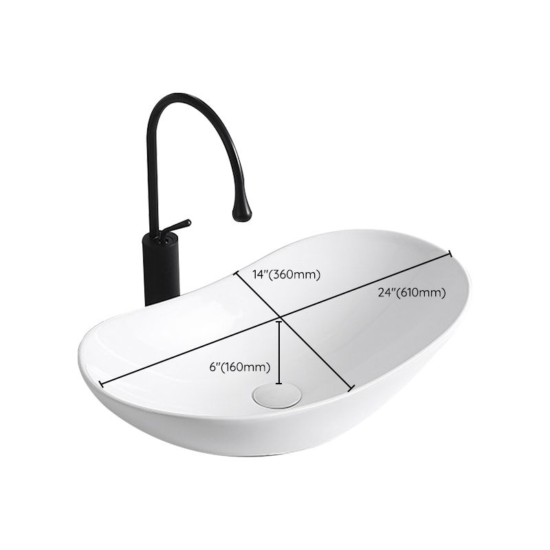 BowLift | Modern Vessel Sink Porcelain Rectangular Vessel Sink (Not Including Faucet)