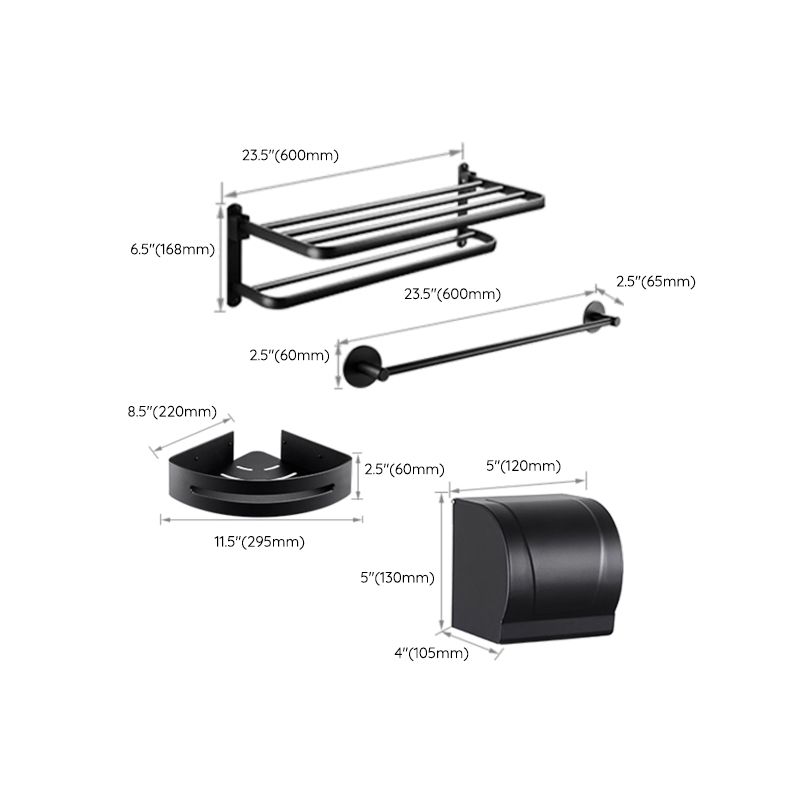 BowLift | Modern Bathroom Hardware Set Matte Black Metal Bathroom Accessories Set Rustproof
