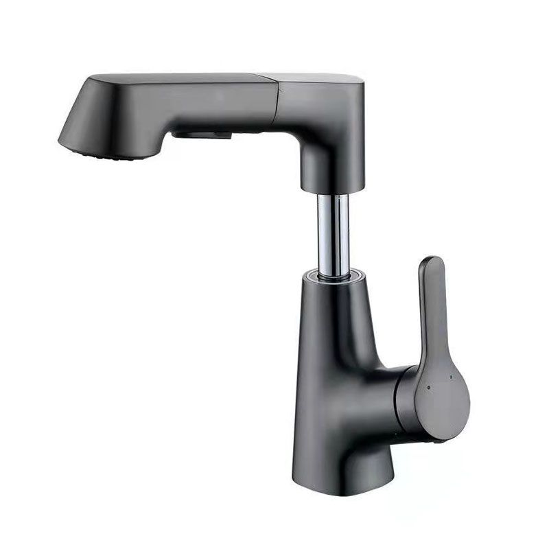 BowLift | Modern Sink Faucet Lever Handle Copper Low Arc Pull-Out Sink Faucet