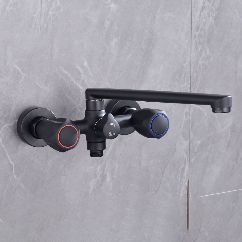 BowLift | Modern Bathtub Faucet Trim Black Wall Mounted Swivel Spout with Hand Shower