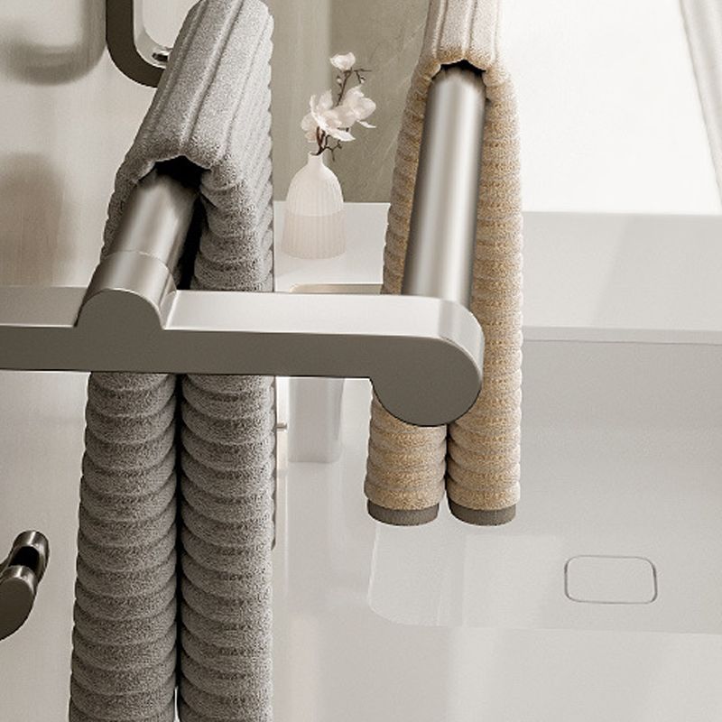BowLift | Modern Bathroom Accessories Set in Gray with Bathroom Shelf/Towel Holder/Robe Hooks & Paper Holder