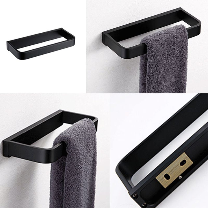 BowLift | Black Bathroom Accessories Hardware Set with Towel Rail and Bath Shelf