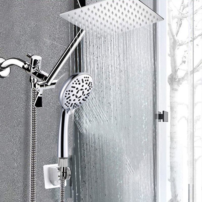 BowLift | Modern Style Dual Showerhead 9-Spray Silver Wall-Mounted Showerhead