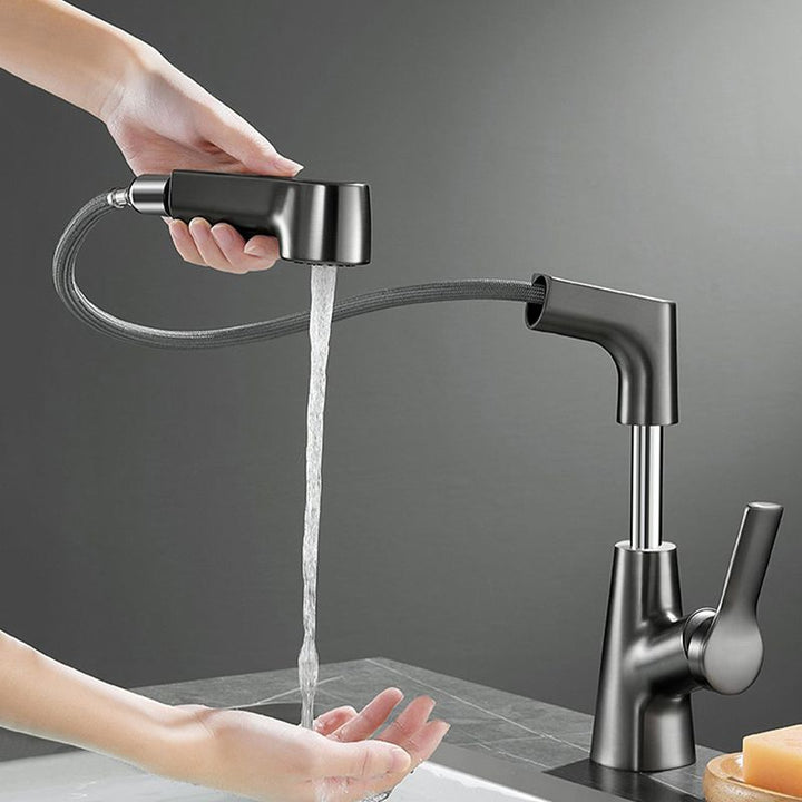 BowLift | 1-Handle Brushed Nickel Widespread Faucet Single Hole Bathroom Vessel Faucet with Brass