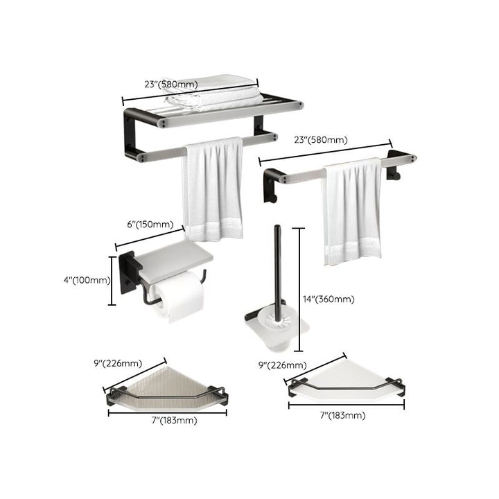 BowLift | Modern Bathroom Accessories Set Bathroom Shelf Towel Holder Black Bathroom Accessories Set