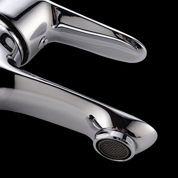 BowLift | Basic Metal Sink Faucet Silver Bathroom Faucet with Lever Handle