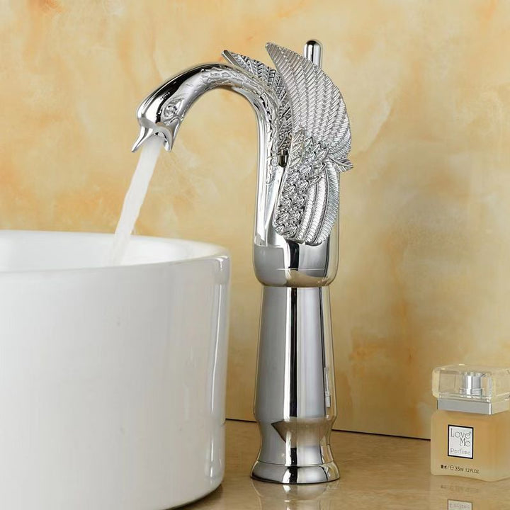BowLift | Full brass bathroom sink faucet hot and cold water single lever sink faucet