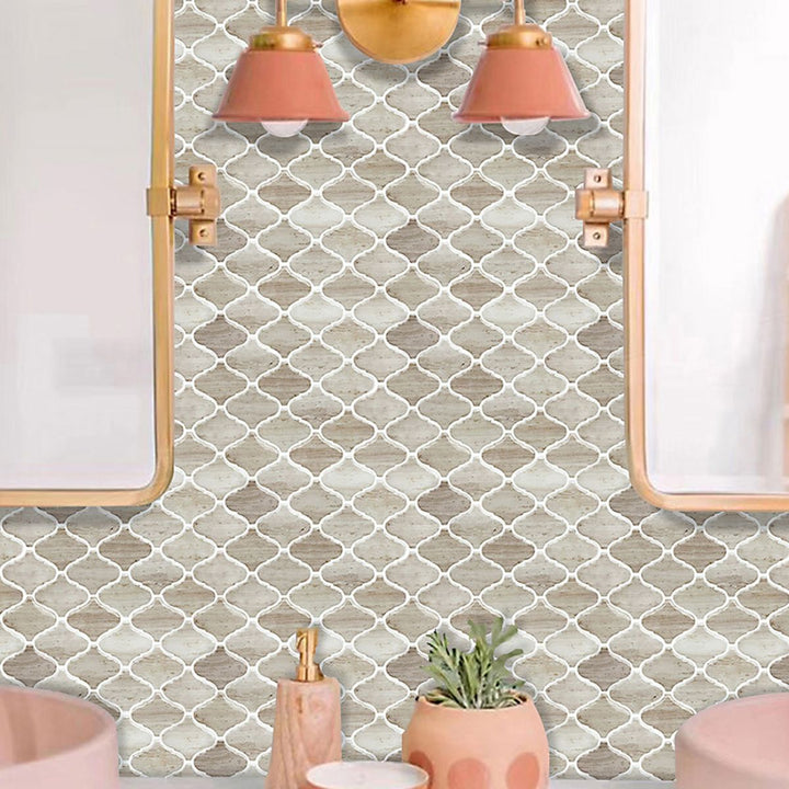 BowLift | Square Peel & Stick Mosaic Tiles Plastic Arabesque Peel and Stick Wall Tile