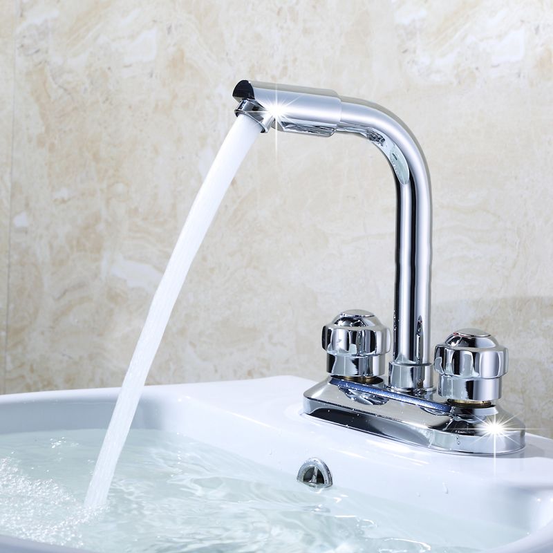 BowLift | 2-Handle Brushed Nickel Widespread Faucet 2-Hole Centered Bathroom Sink Faucet with Brass