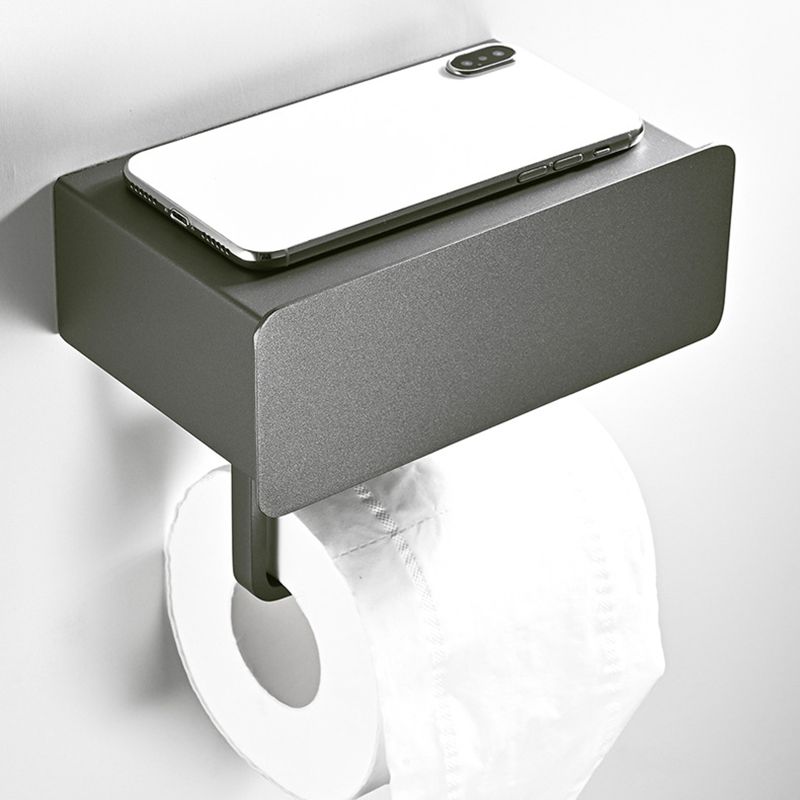 BowLift | 2-piece Stainless Steel Classic Bathroom Accessory Set Black & Chrome Paper Holder