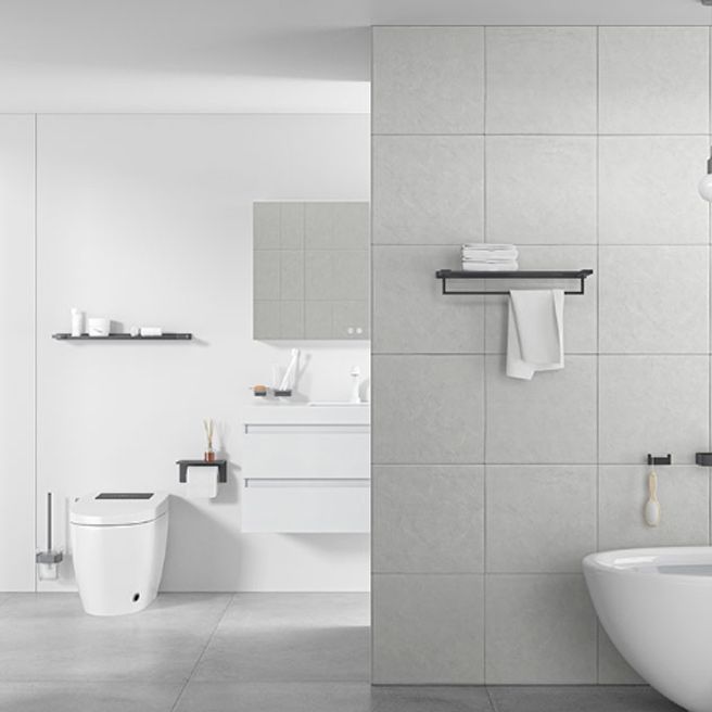 BowLift | Gray contemporary bathroom accessory set Brushed gray bath shelf/toilet paper holder/towel bar