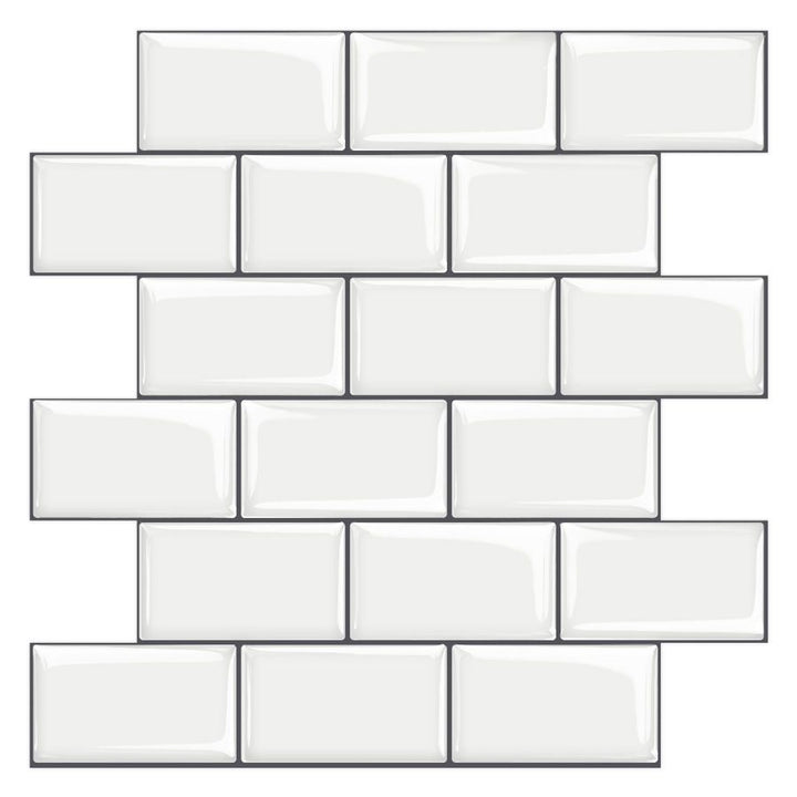 BowLift | 12"x 12" Resin Mosaic Tiles Square Self-Adhesive Tiles for Backsplash & Wall Tile