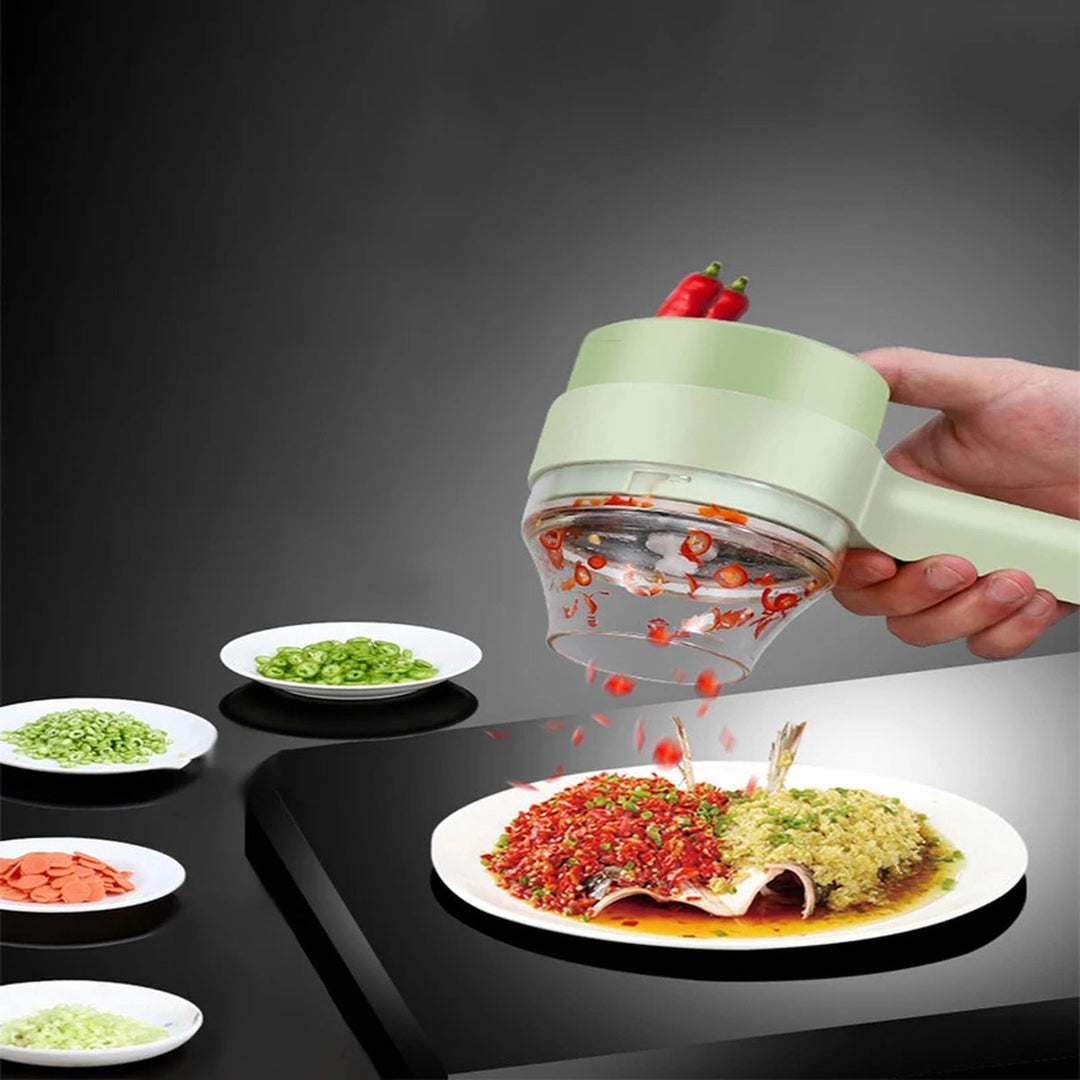 SnijGemak 4-in-1 Electric Vegetable Slicer – Rechargeable & With Collection Bin | Bowlift