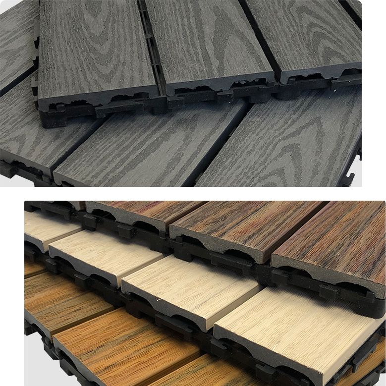 BowLift | Composite Square Patio Tiles Interlocking Striped Pattern Patio Floor Tiles