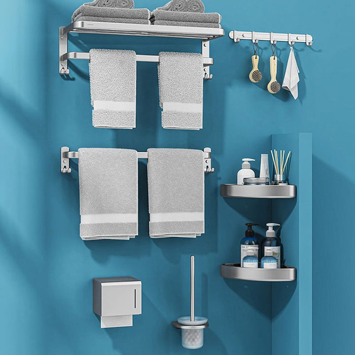 BowLift | Minimalism Gray Bathroom Accessories Set Contemporary Style Aluminum Towel Holder