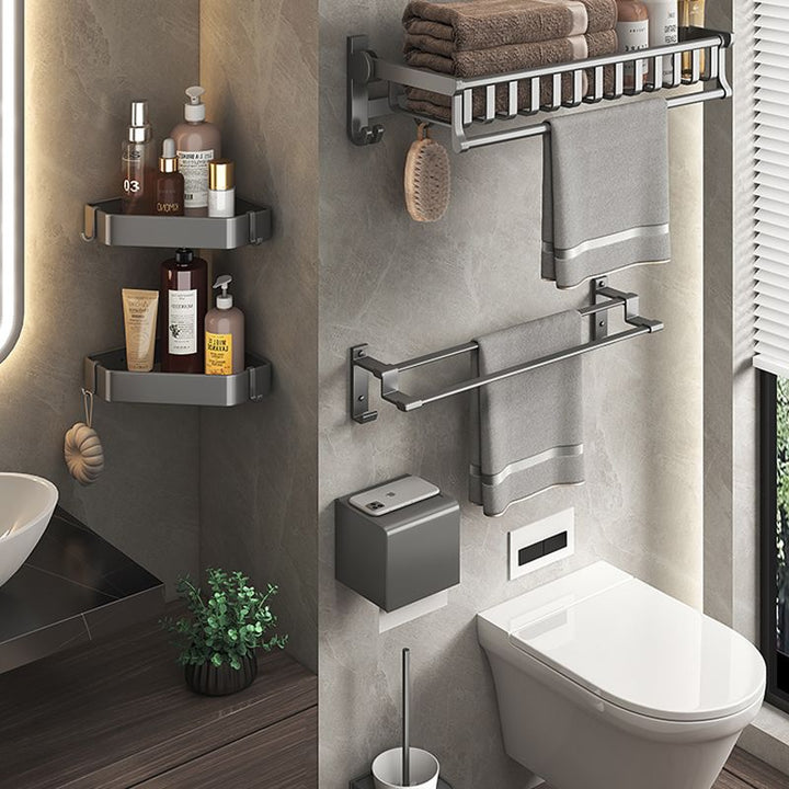 BowLift | Modern gray aluminum bathroom accessory set