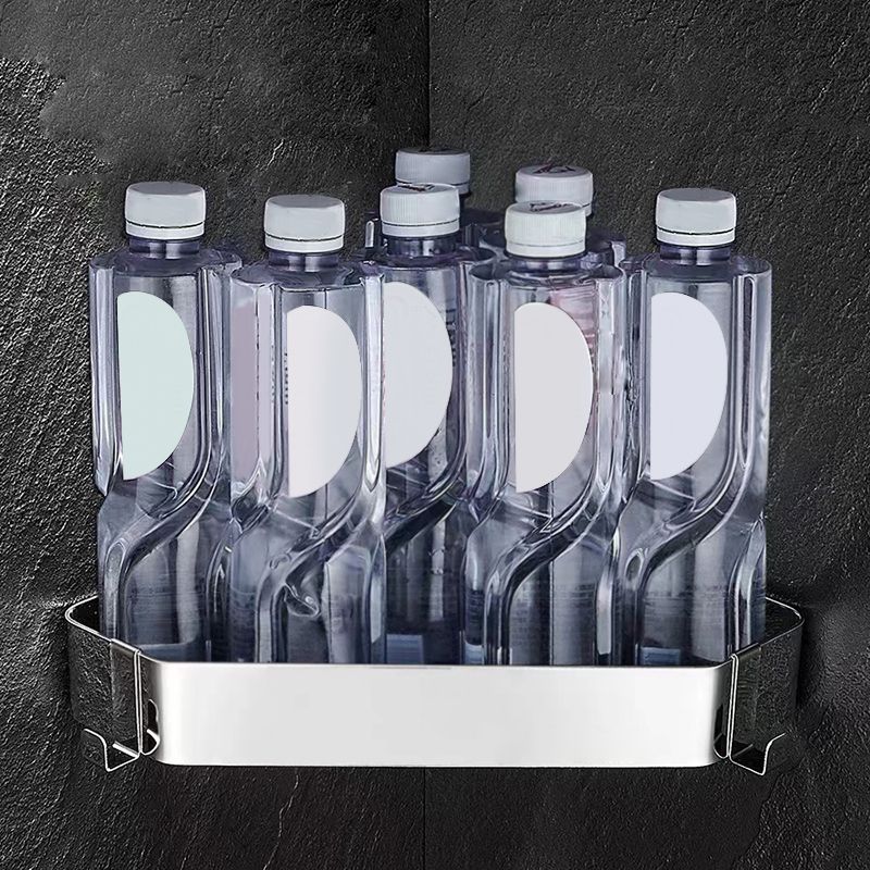 BowLift | 2-piece stainless steel bathroom accessory set 30 cm W triangular bathroom shelf