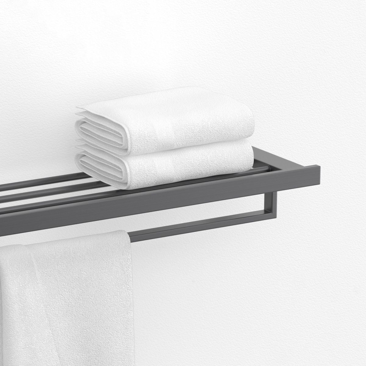 BowLift | Gray contemporary bathroom accessory set Brushed gray bath shelf/toilet paper holder/towel bar