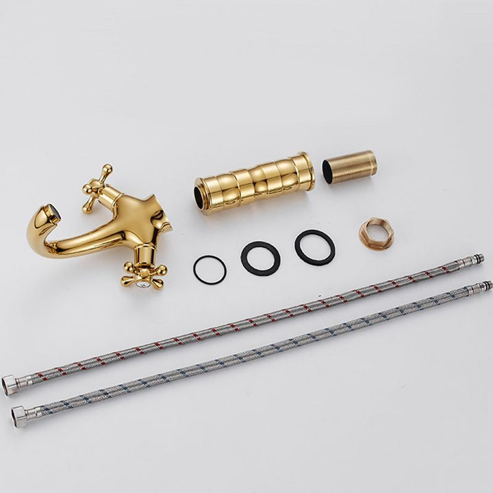BowLift | Centered Basin Mixer Single Hole Bathroom Faucet with 2 Cross Handles