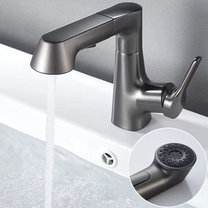 BowLift | Modern Sink Faucet Lever Handle Copper Low Arc Pull-Out Sink Faucet