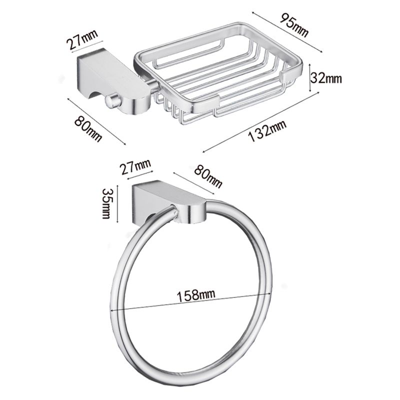 BowLift | 6-piece Chrome Bathroom Accessory as Individual Piece or as Set with Towel Ring Bar