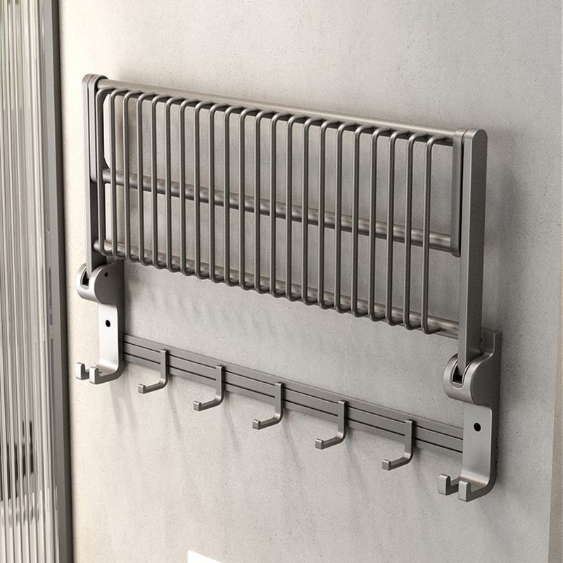 BowLift | Gray contemporary bathroom accessory set Bathroom shelf/towel holder & bathrobe hook incl.
