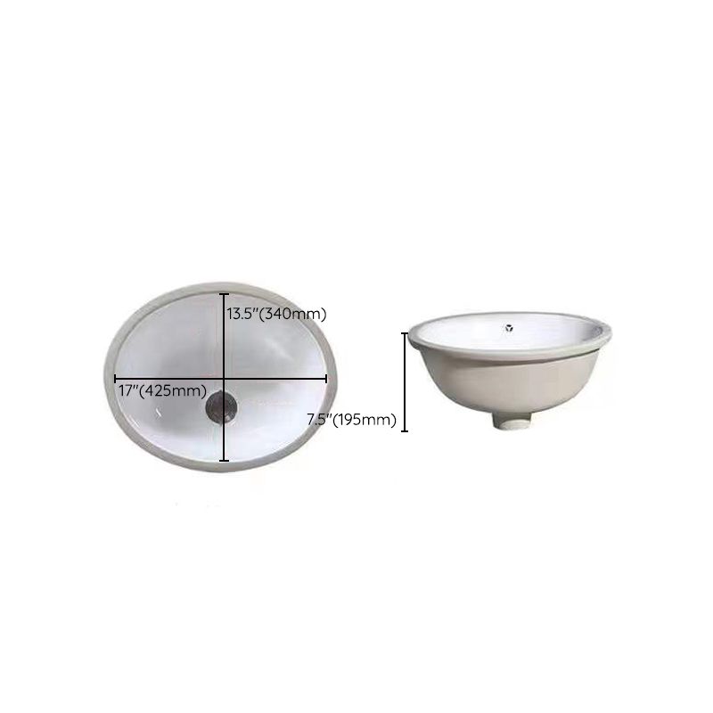 BowLift | Modern Under-Mount Sink Oval Porcelain with Pop-Up Drain Sink