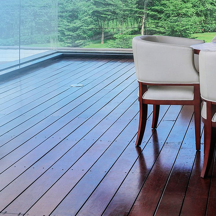 BowLift | Modern solid hardwood flooring Merbau wood side cladding for terrace