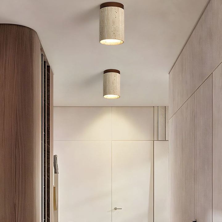 BowLift | Ceiling Light Wood Cylinder Flush Mount Fixture