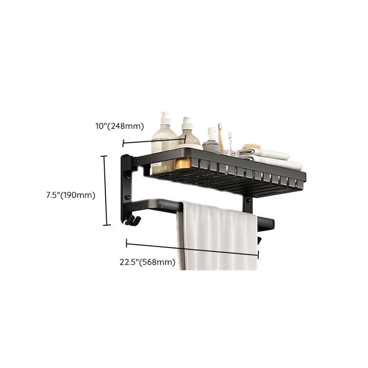 BowLift | Modern Bathroom Set Matte Black Bathroom Shelf Towel Rack Bathroom Accessories Set