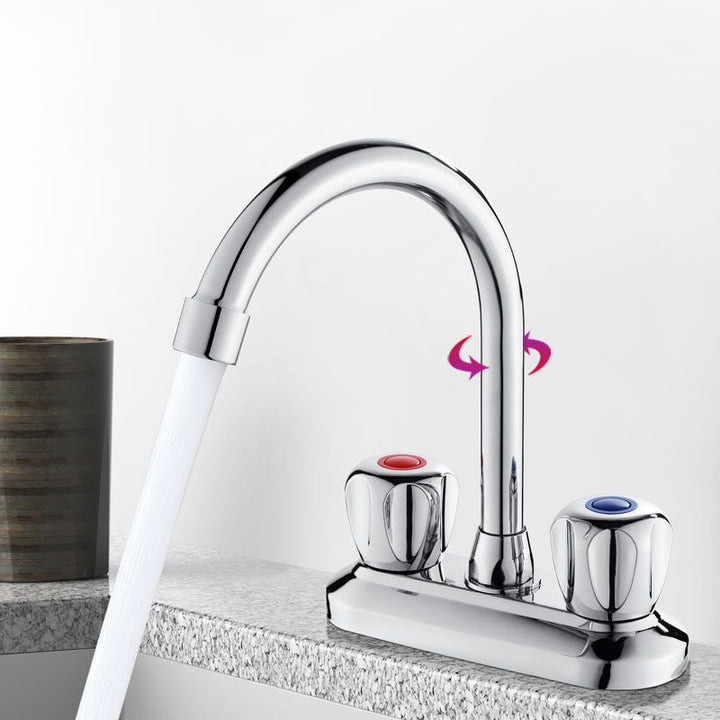 BowLift | Modern Center Set Mixer Tap Chrome 2 Knob Handles Swivel Spout Basin Mixer Tap